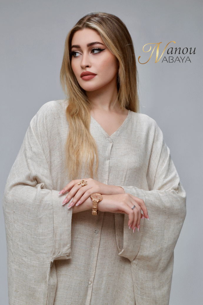 ⁦Abaya en lin originale⁩ - الصورة ⁦4⁩